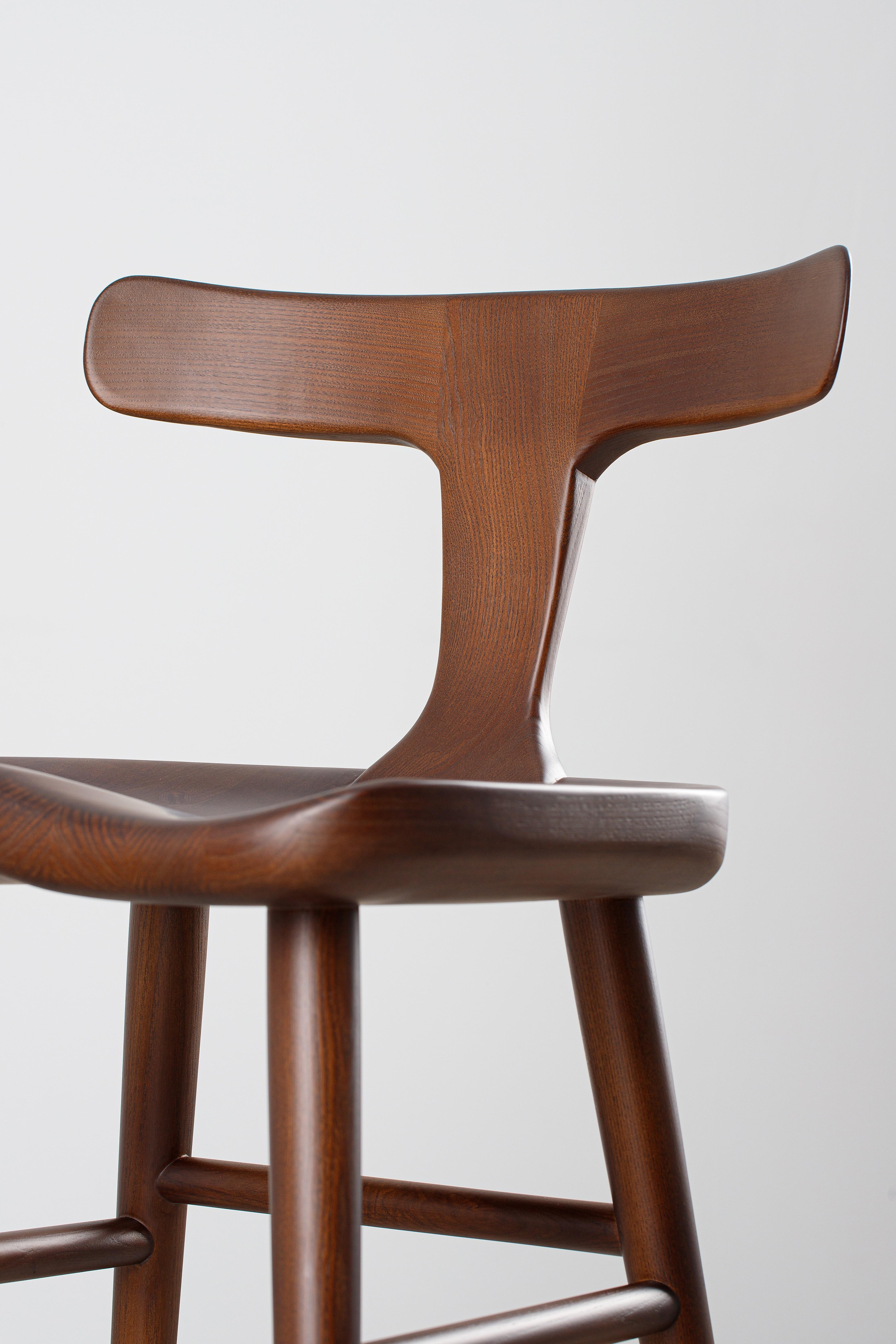 Anvil Brown Solid Wood Counter Chairs with Back For Sale 4