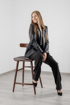 Chaises de comptoir en bois massif avec dossier Anvil Brown