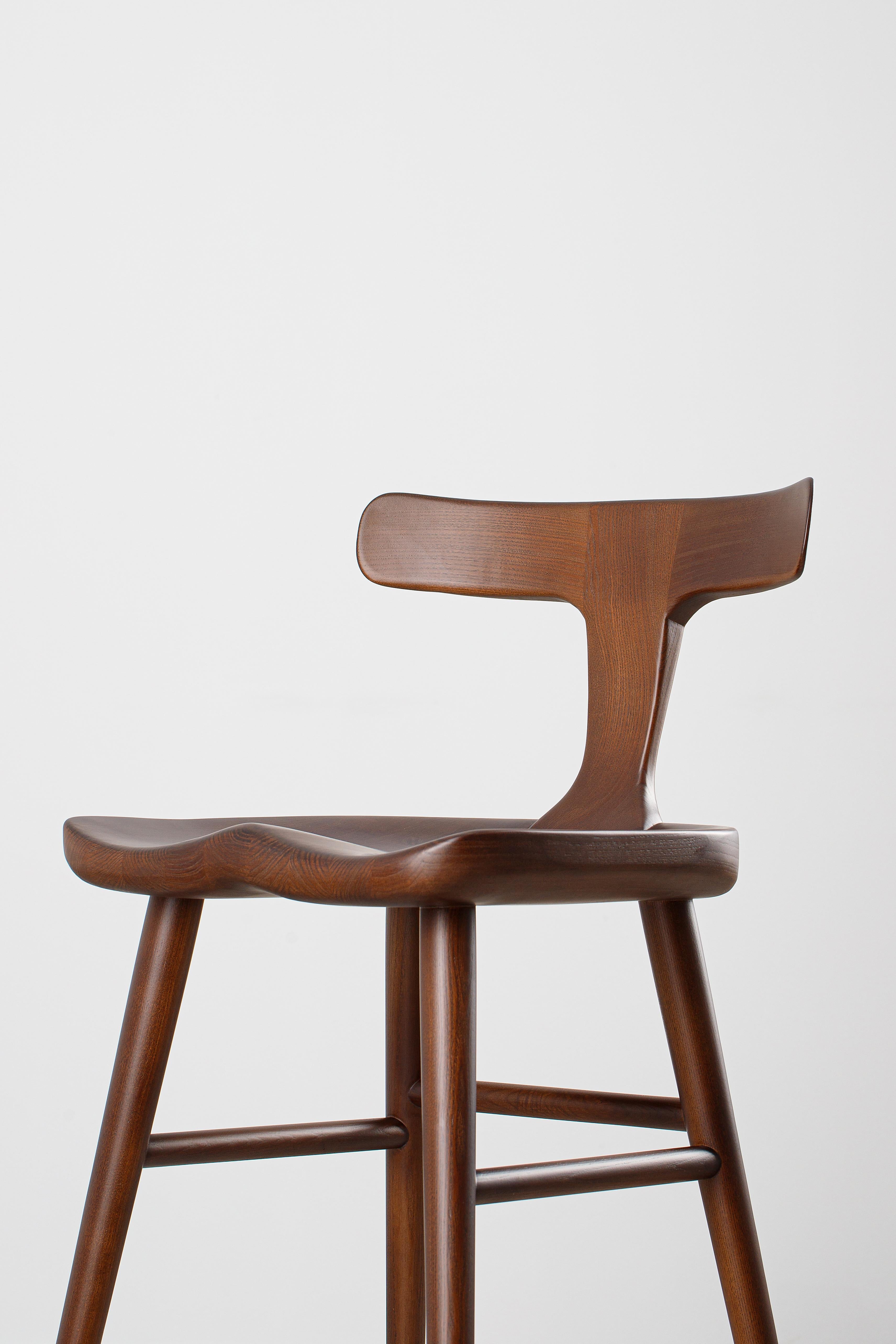 Anvil Brown Solid Wood Counter Chairs with Back In New Condition For Sale In Naperville, IL