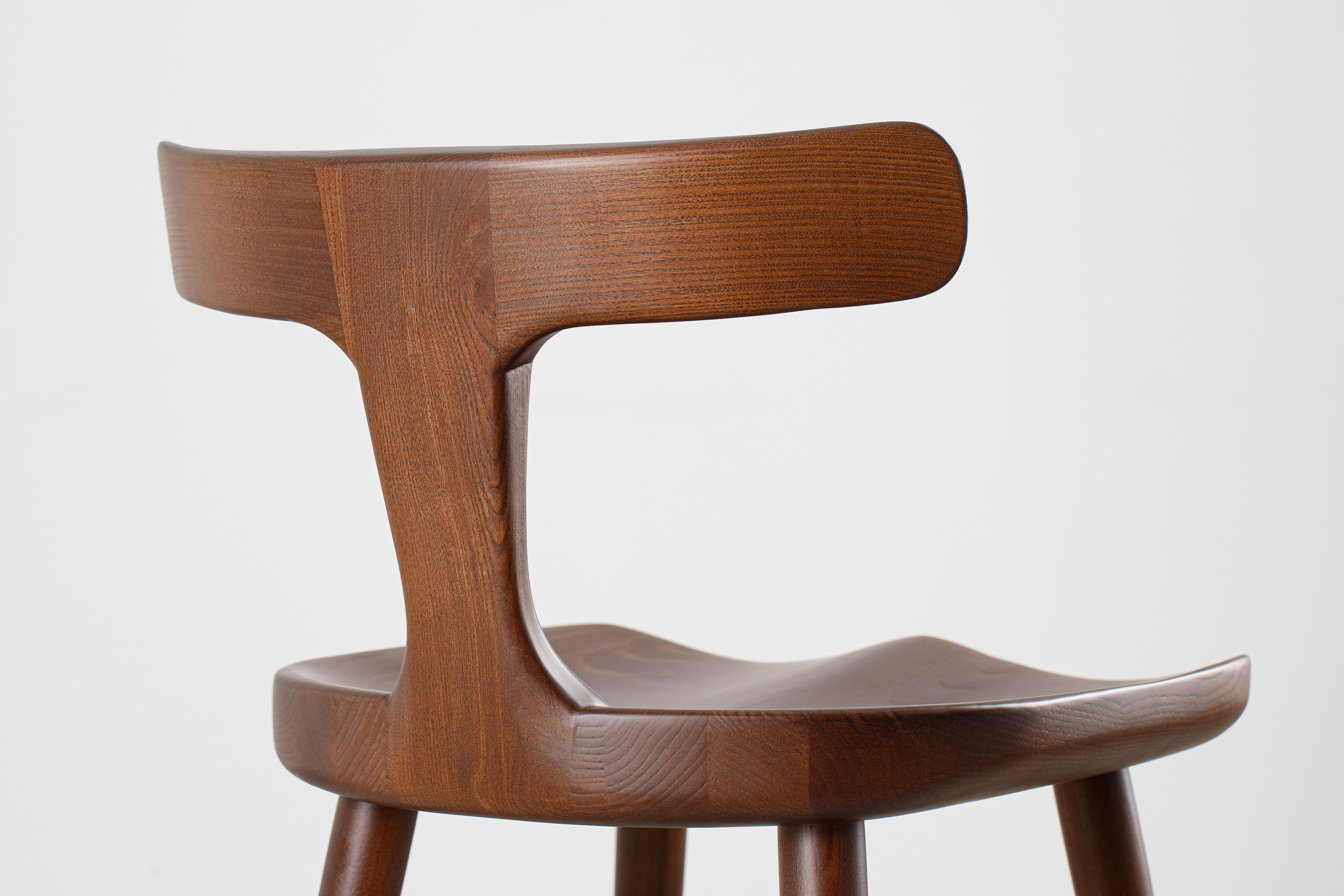 Anvil Brown Solid Wood Counter Chairs with Back For Sale 1