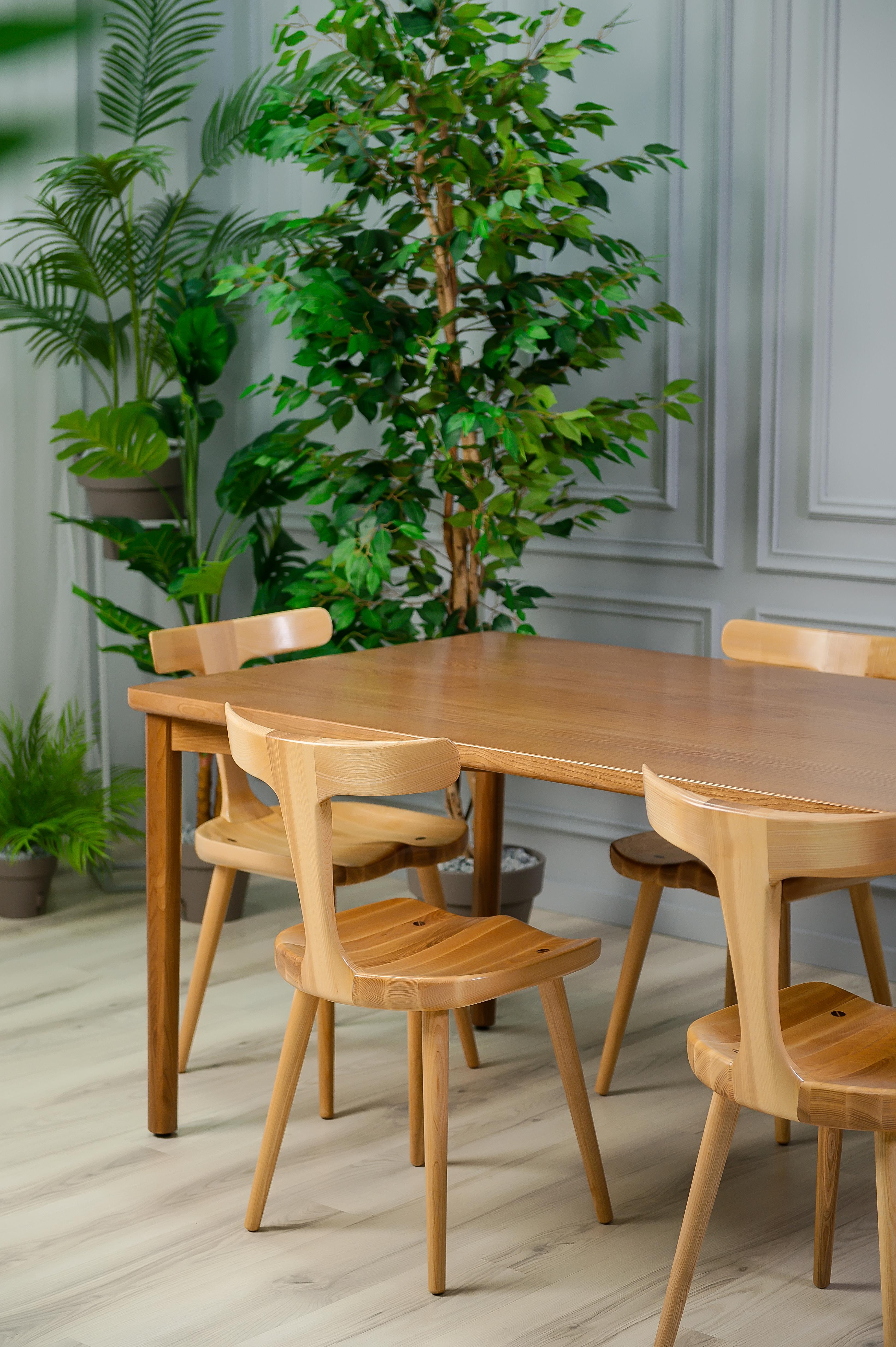 Anvil Natural Beige Solid Wood Dining Chairs For Sale 10