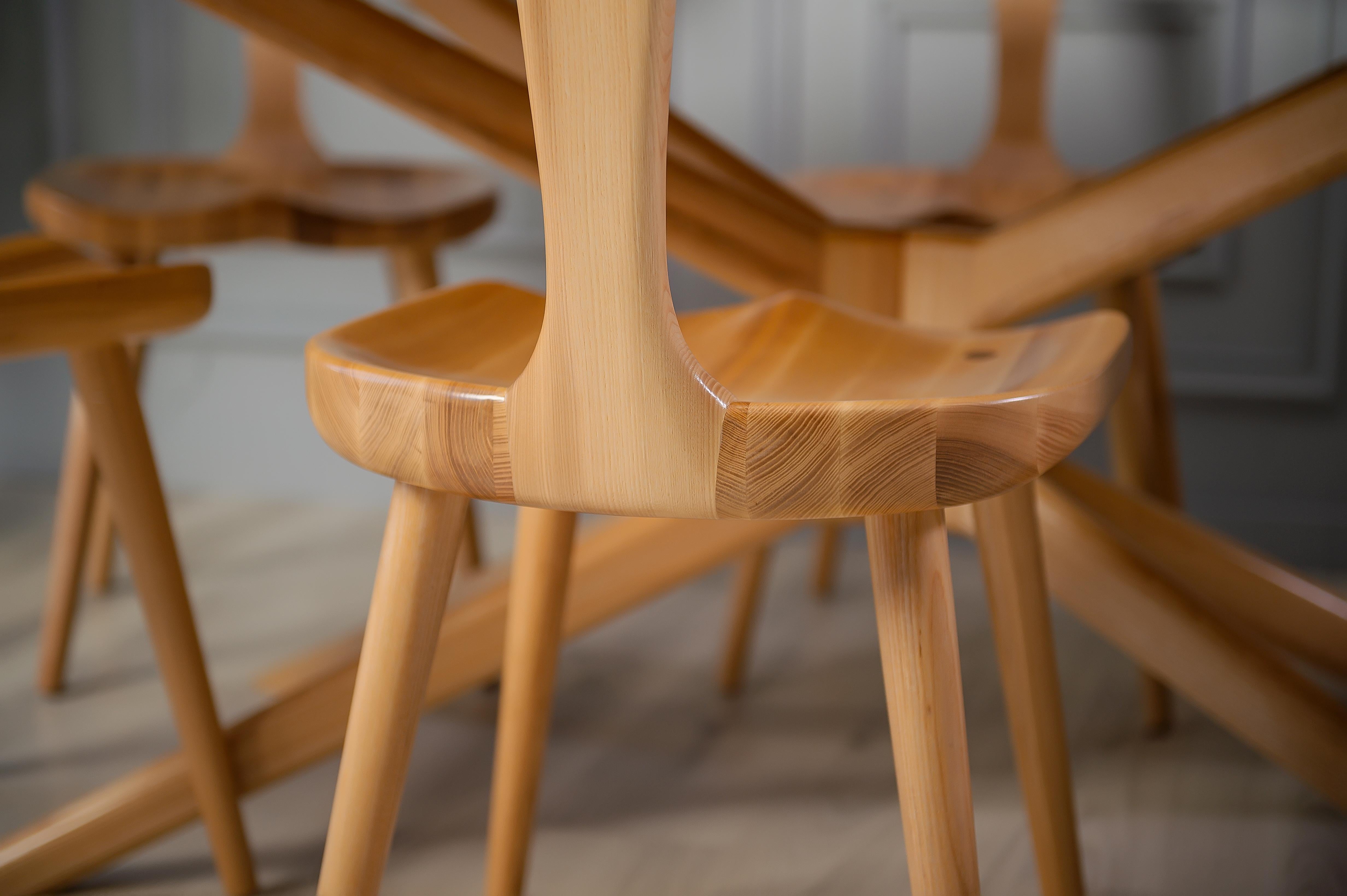 Anvil Natural Beige Solid Wood Dining Chairs For Sale 13