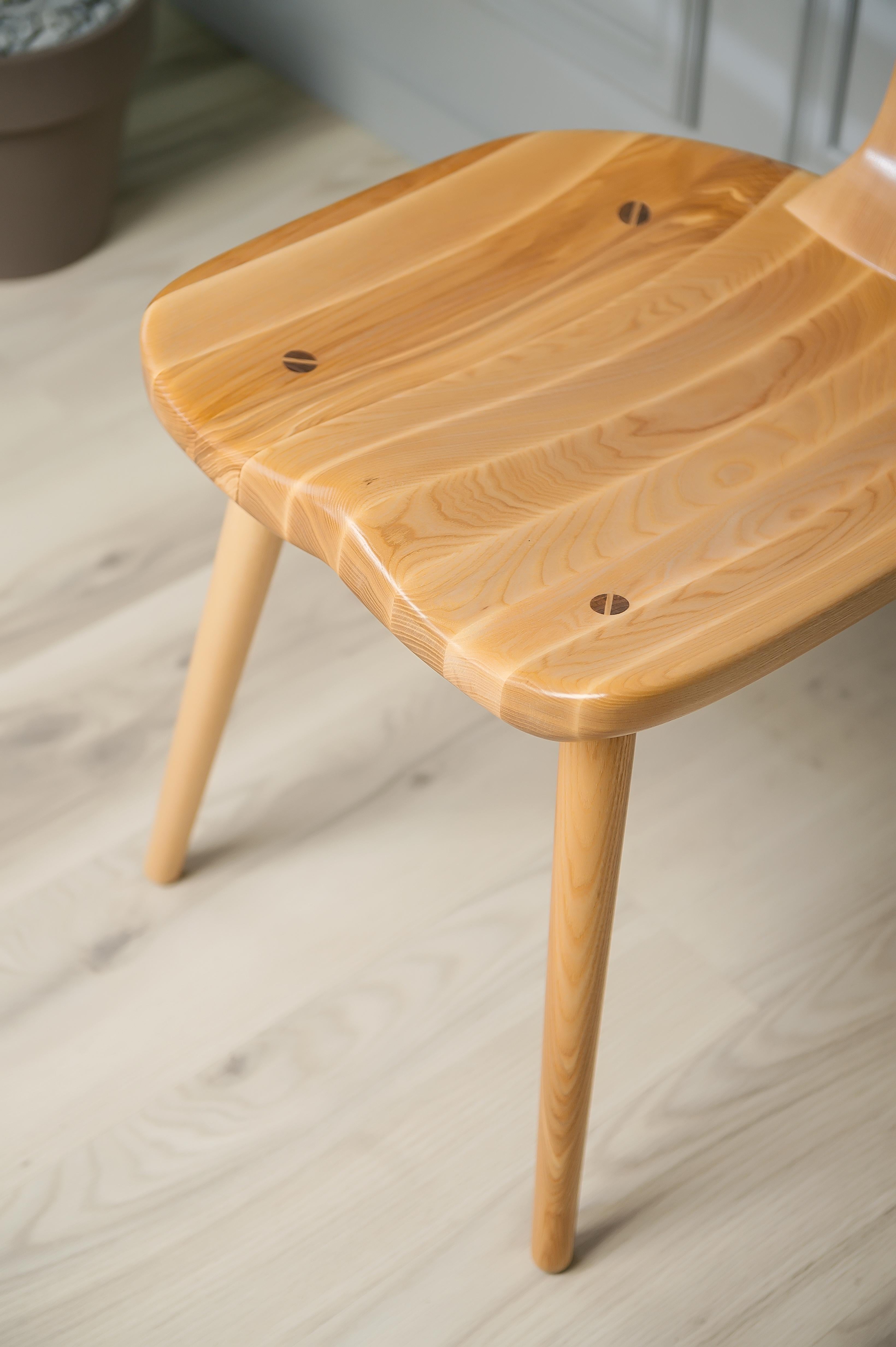 Anvil Natural Beige Solid Wood Dining Chairs For Sale 2
