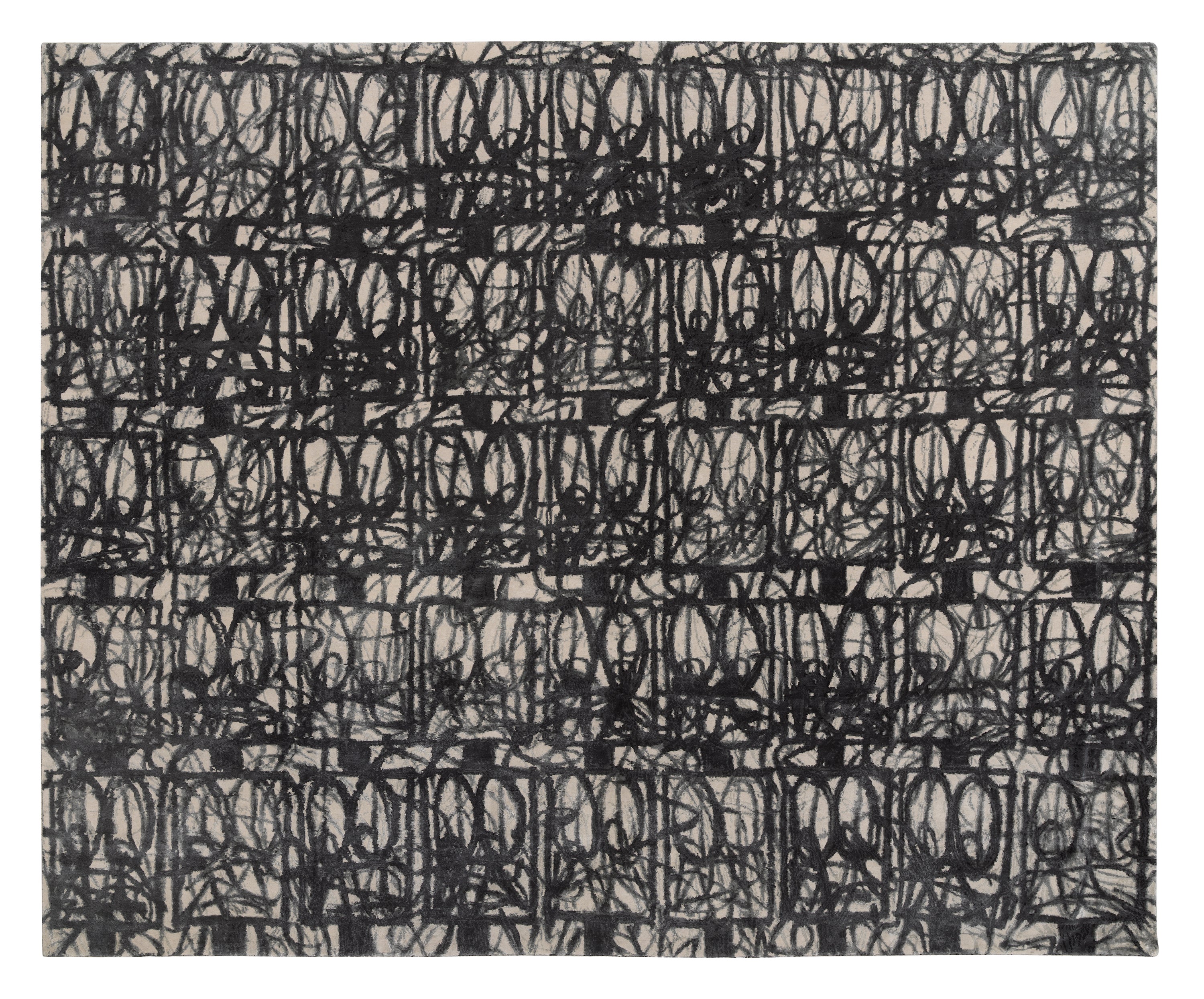 Anxious Limited Edition Rug by Rashid Johnson, Hand-Knotted Wool/Silk For Sale