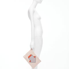 ANYA HINDMARCH 2015 Runway Arrow Beige Orange Lederbeutel mit Quasten Clutch Tasche