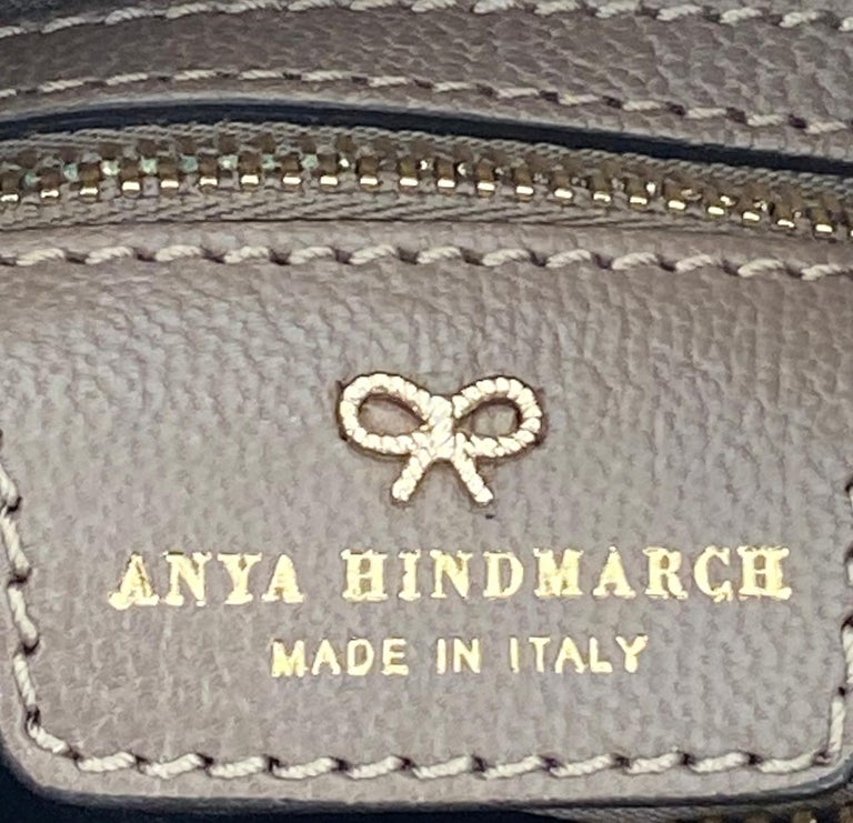 Anya Hindmarch Albion Top Handle Shoulder Tote Handbag Taupe and Brown For Sale at 1stDibs