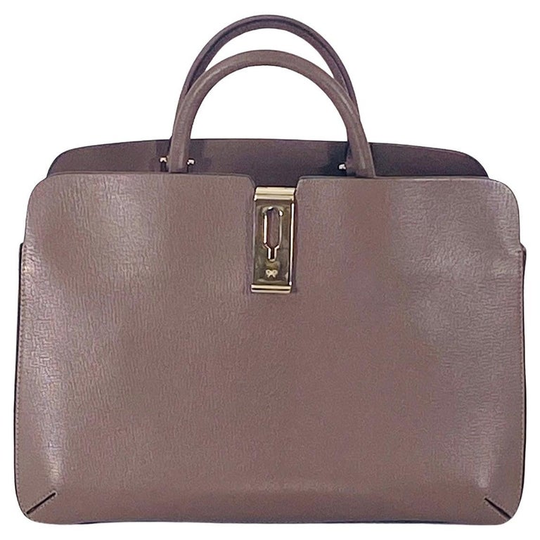 Anya Hindmarch Albion Top Handle Shoulder Tote Handbag Taupe and Brown For Sale at 1stDibs