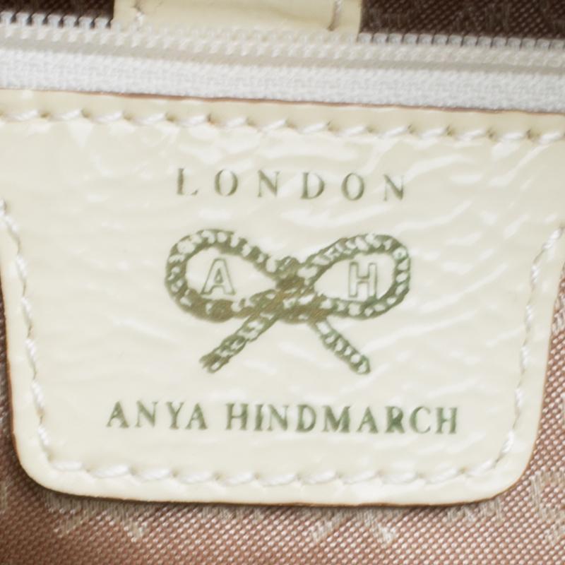 Anya Hindmarch Beige/Cream Raffia and Patent Leather Tote 4