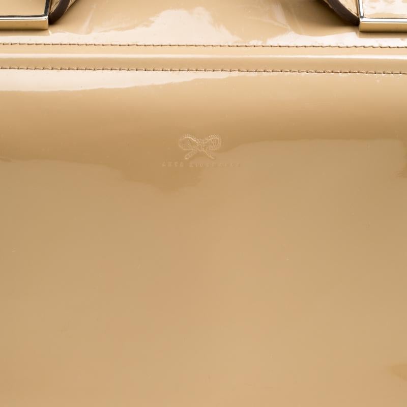 Anya Hindmarch Beige Patent Leather Satchel 6