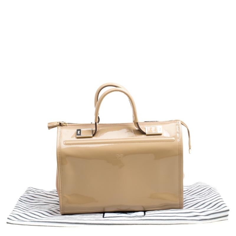 Anya Hindmarch Beige Patent Leather Satchel 7