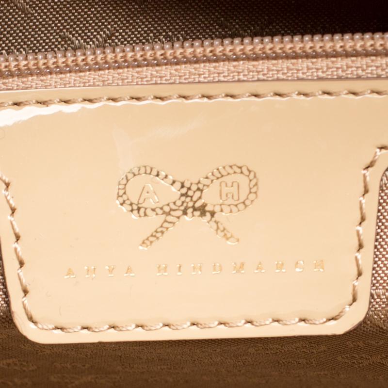 Anya Hindmarch Beige Patent Leather Satchel 2