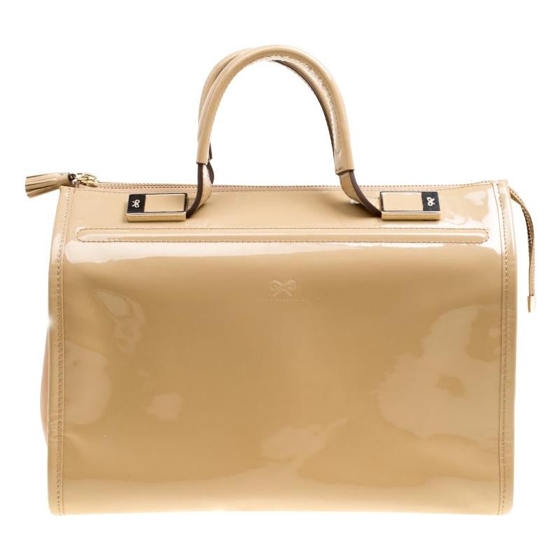 Anya Hindmarch Beige Patent Leather Satchel