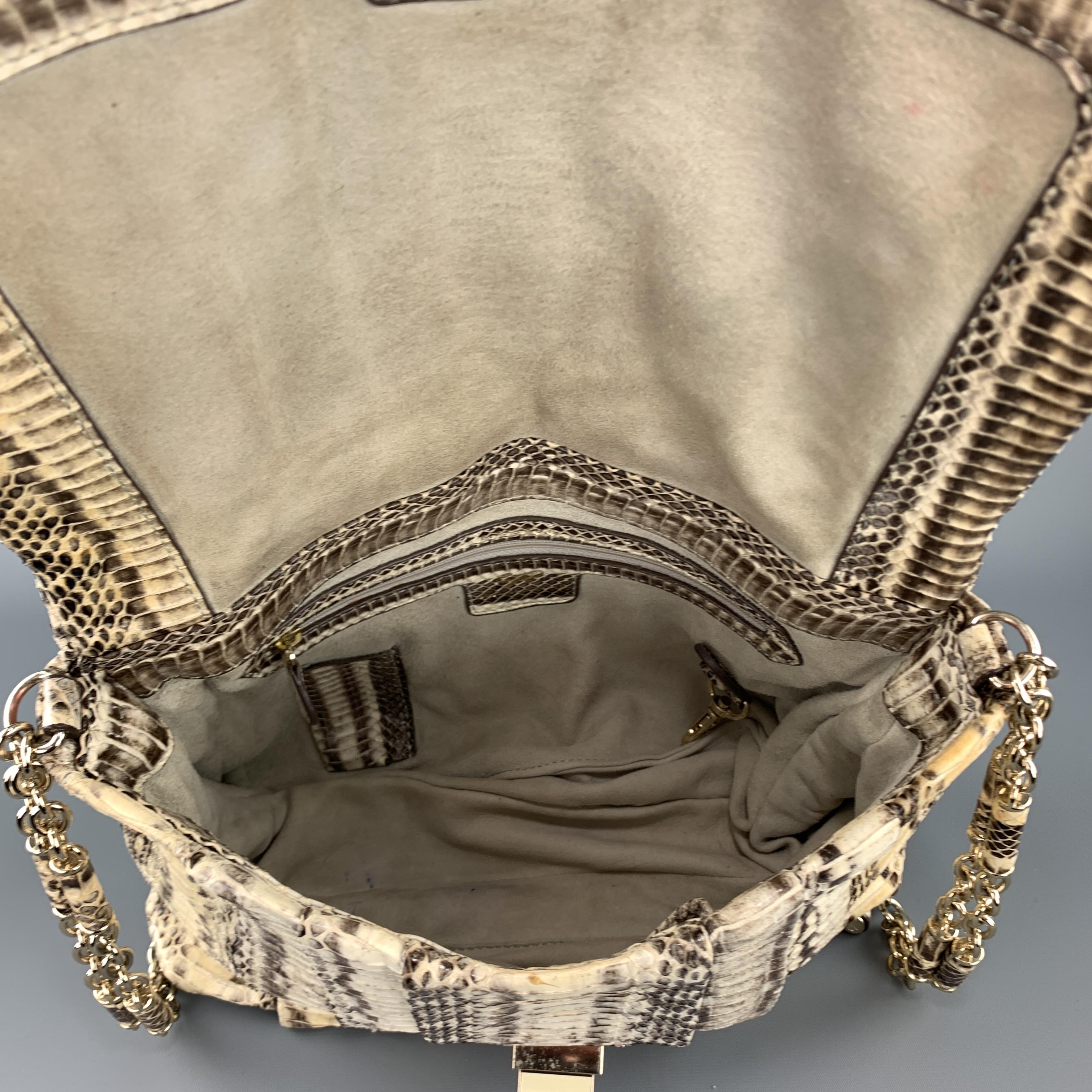 ANYA HINDMARCH Beige Phython Skin Leather Shain Strap Shoulder Bag 3