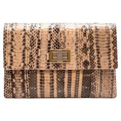 Anya Hindmarch Beige Python Valorie Clutch Bag