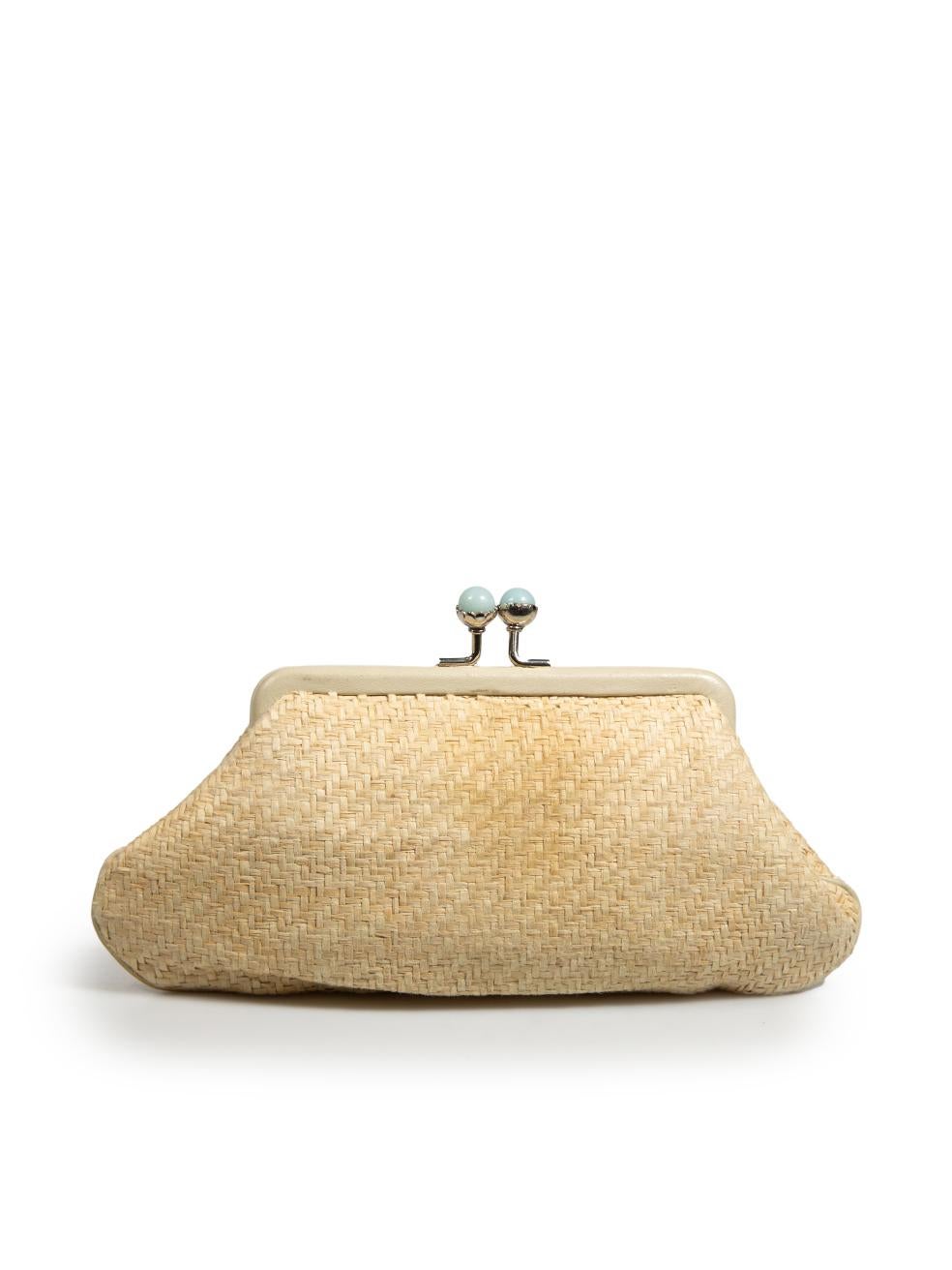 Anya Hindmarch Beige Woven Clutch Bag In Good Condition In London, GB