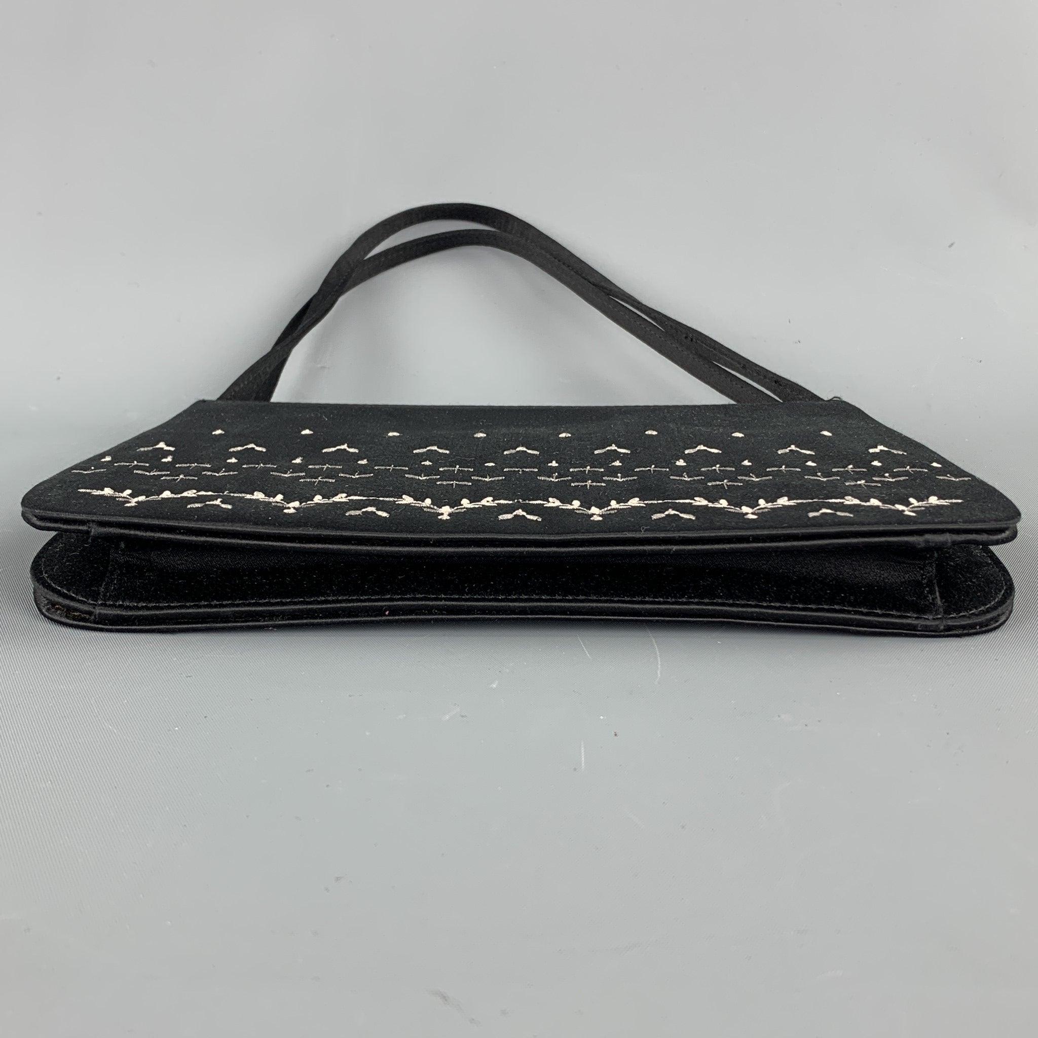 ANYA HINDMARCH Black Embroidered Satin Evening Mini Handbag For Sale 1