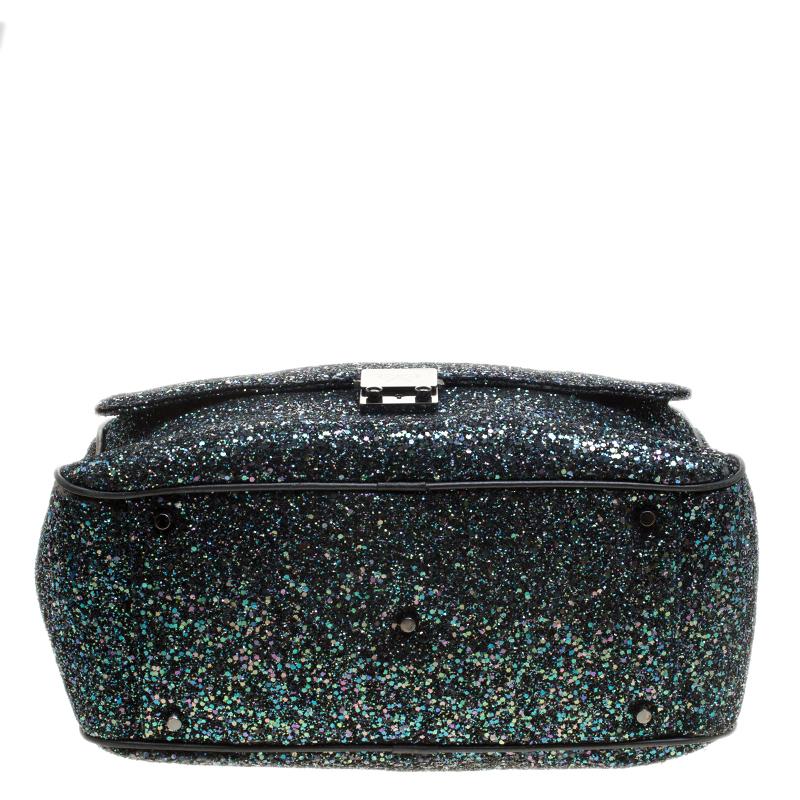 Anya Hindmarch Black Glitter and Leather Carker Boston Bag 1