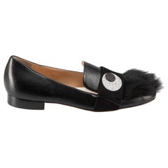 Anya Hindmarch Mocasines de piel de cordero negro con adornos de ojos Talla IT 36