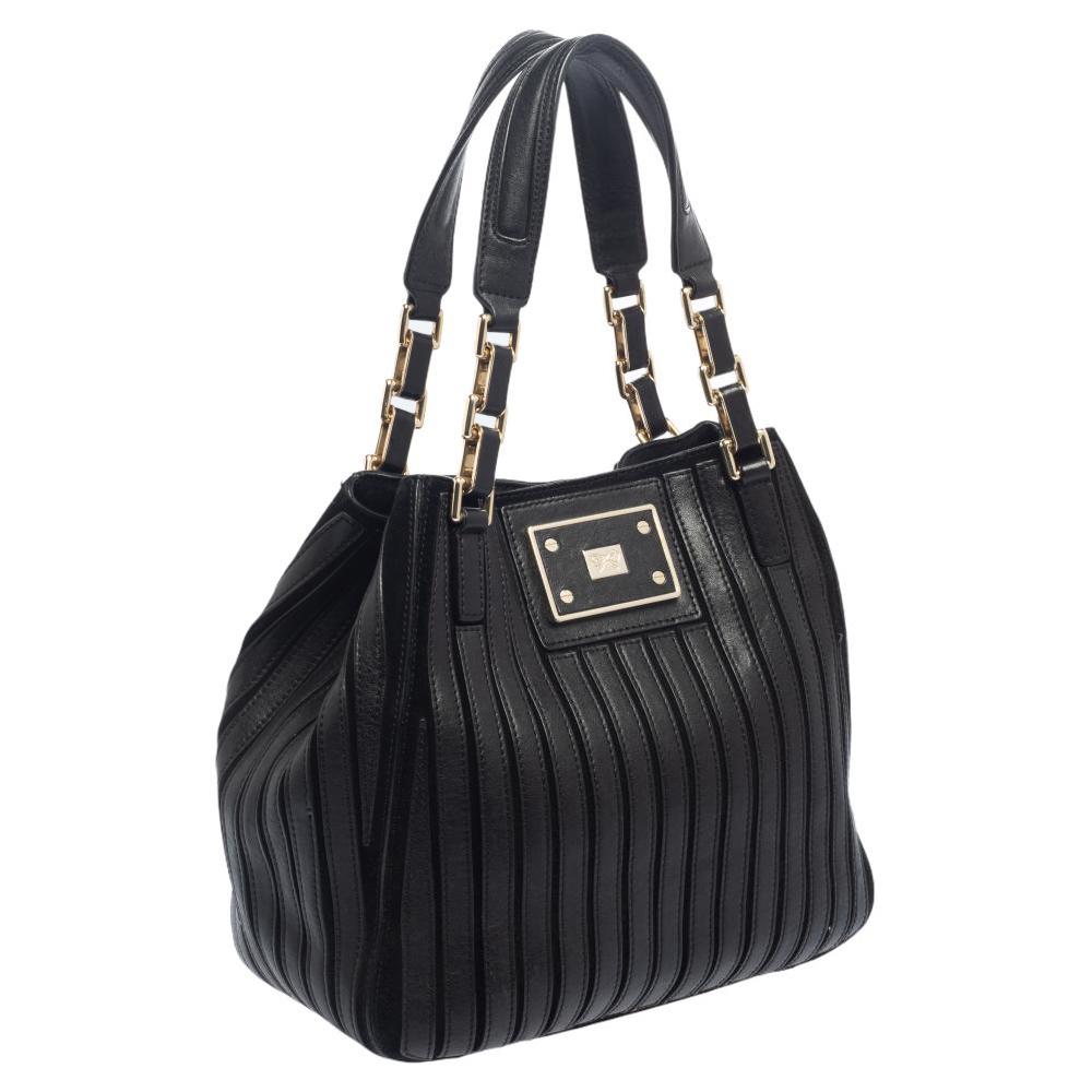 Anya Hindmarch Black Leather and Suede Belvedere Shoulder Bag In Good Condition In Dubai, Al Qouz 2