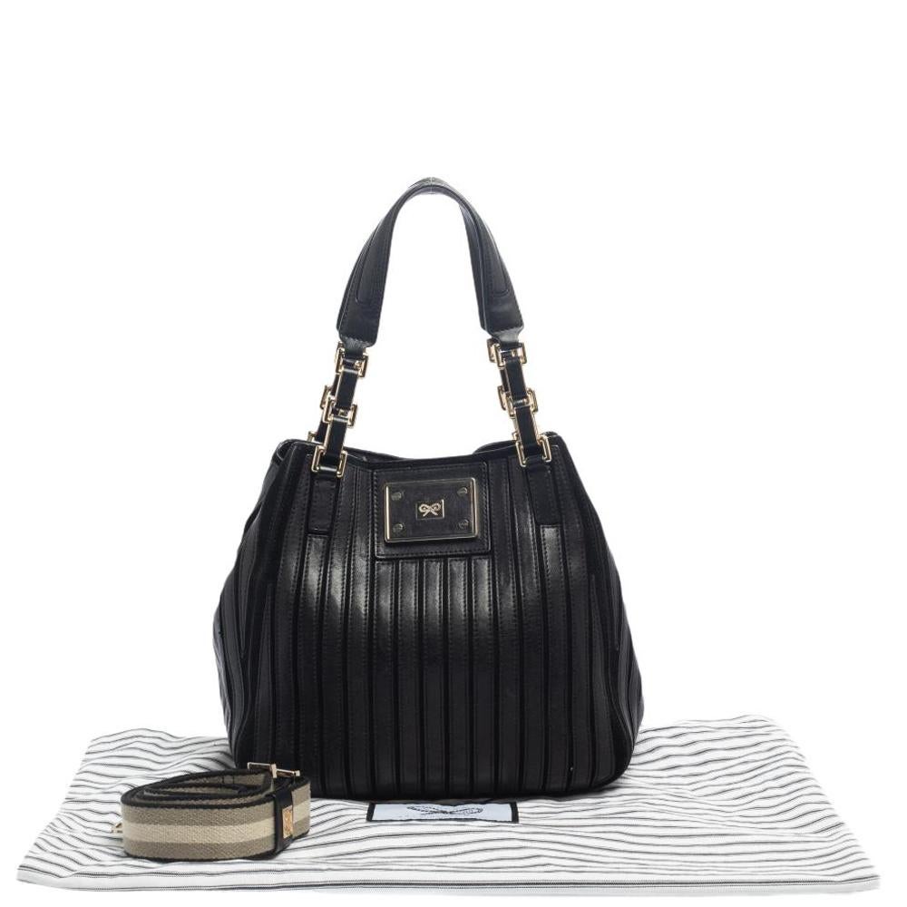 Anya Hindmarch Black Leather and Suede Belvedere Shoulder Bag 3