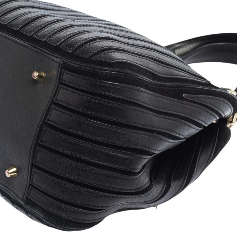 Anya Hindmarch Black Leather and Suede Belvedere Shoulder Bag 4