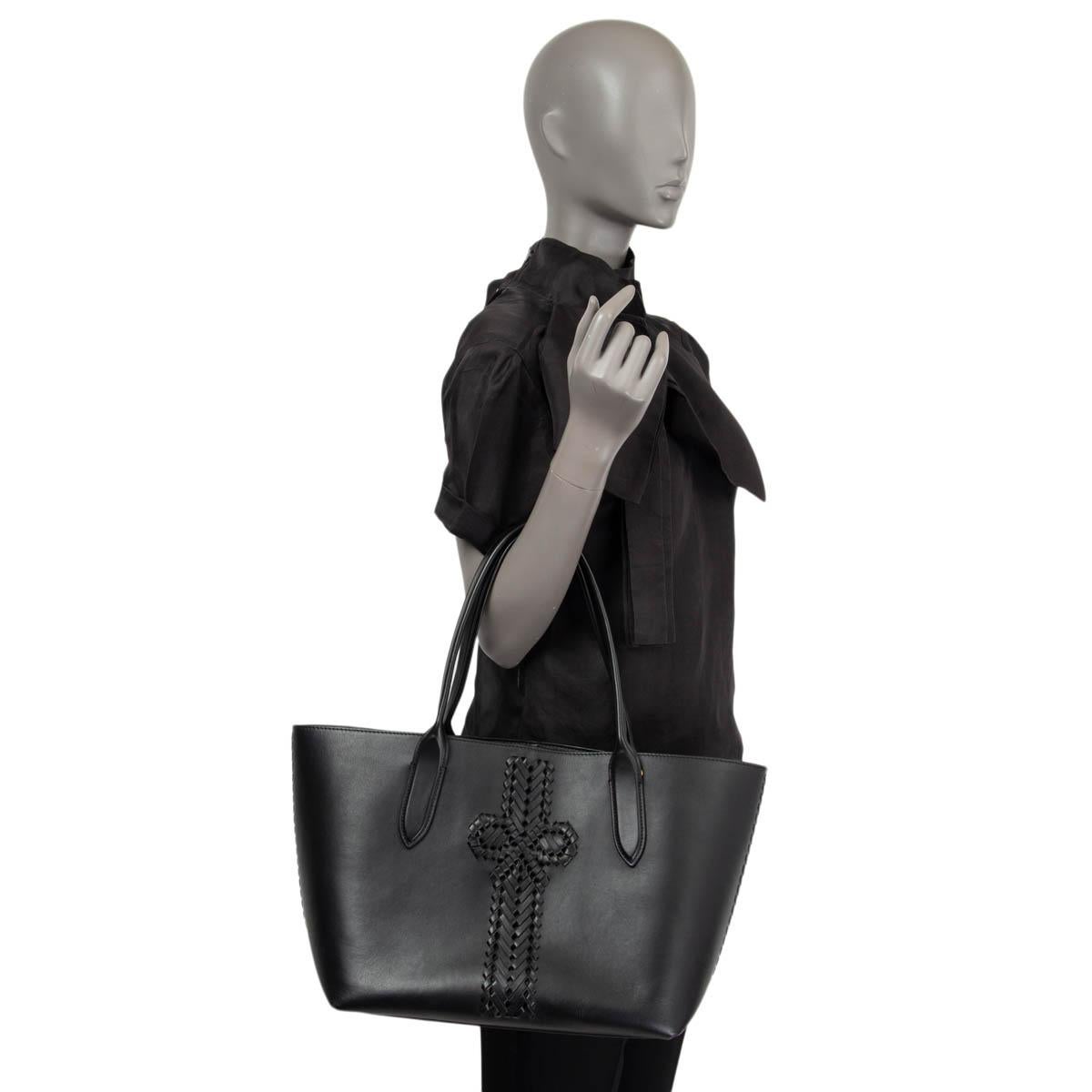 Black ANYA HINDMARCH black leather BOW DETAILED Shopping Tote Bag For Sale