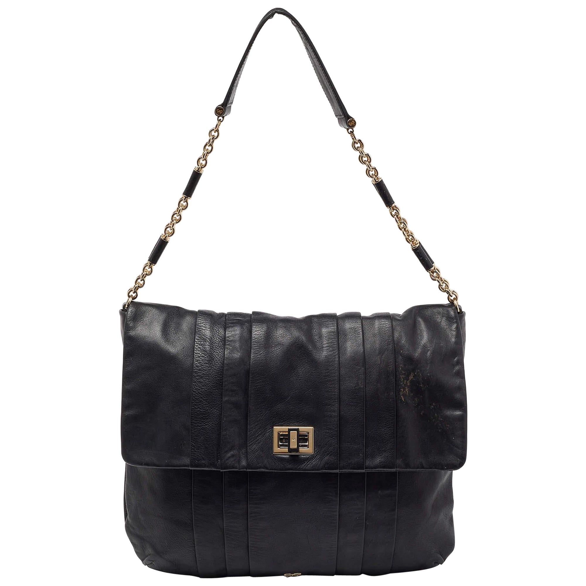 Anya Hindmarch Hobo con solapa de piel negro