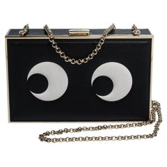 Anya Hindmarch Black Leather Imperial Eye Box Chain Clutch