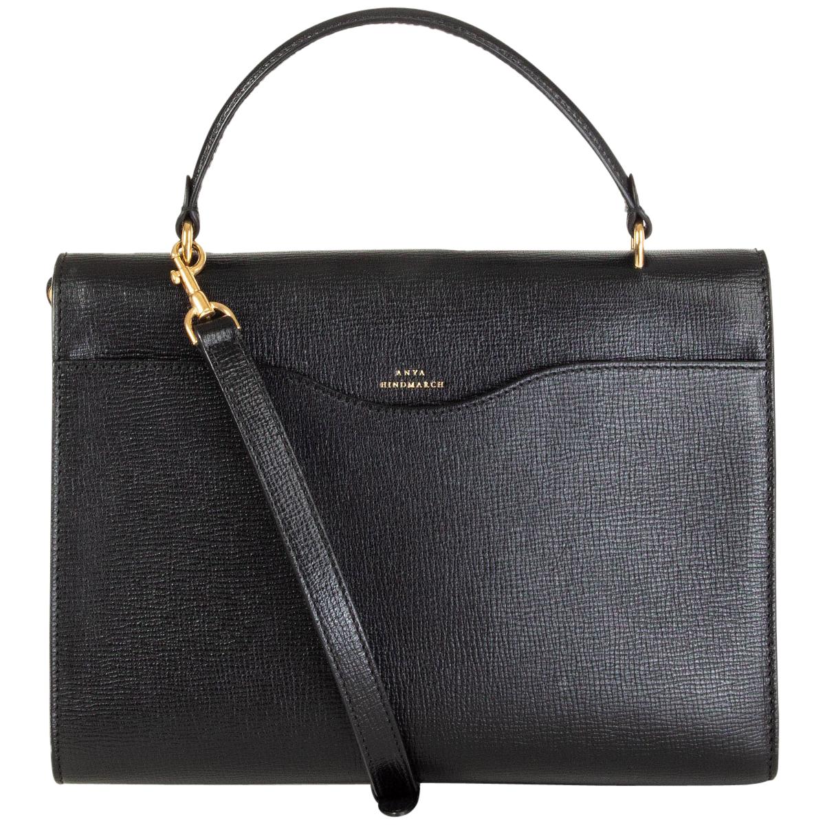 ANYA HINDMARCH black leather POSTBOX Satchel Shoulder Bag
