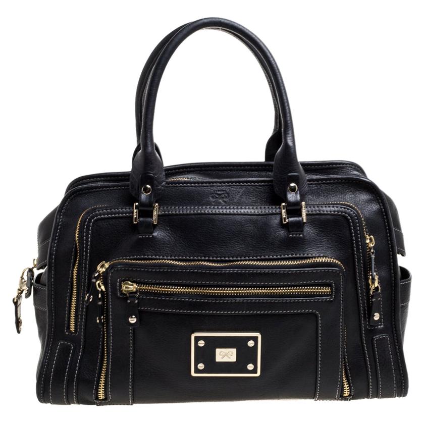 Anya Hindmarch Black Leather Shirley Satchel