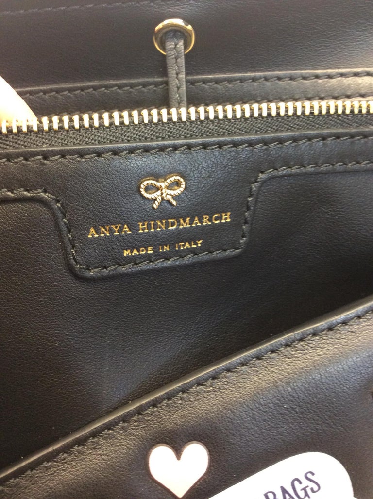 Anya Hindmarch Black Leather Sticker Tote NWT For Sale at 1stDibs