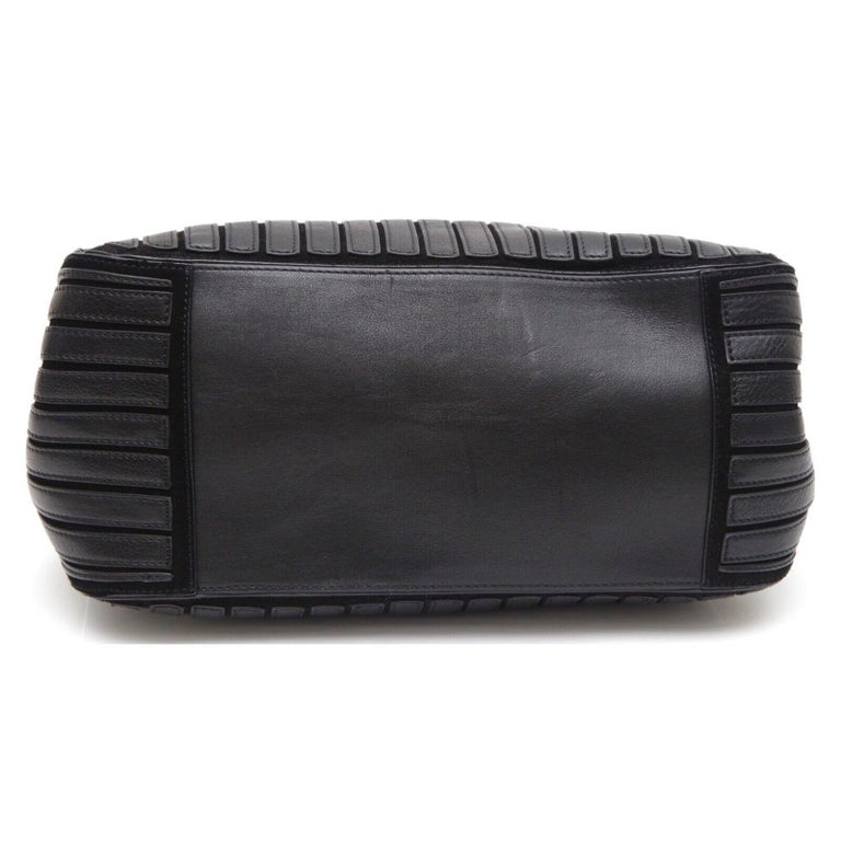 ANYA HINDMARCH Black Leather Suede Shoulder Bag BELVEDERE Hobo Gold