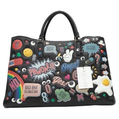 Anya Hindmarch Black & Multicolor Ebury Maxi II Sticker Print Tote