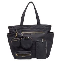 Anya Hindmarch Black Nylon and Leather Commuter Tote