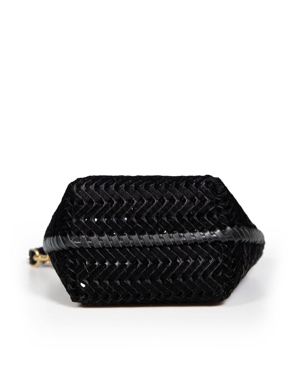 Women's Anya Hindmarch Black Velvet Gemstone Strap Woven Bag For Sale