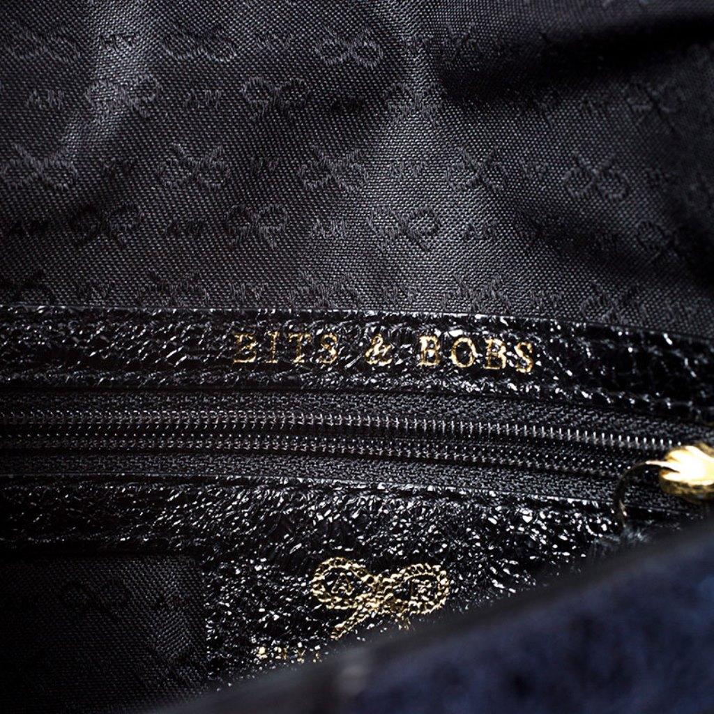 Anya Hindmarch Blue/Black Textured Stripe Leather Flap Crossbody Bag 1