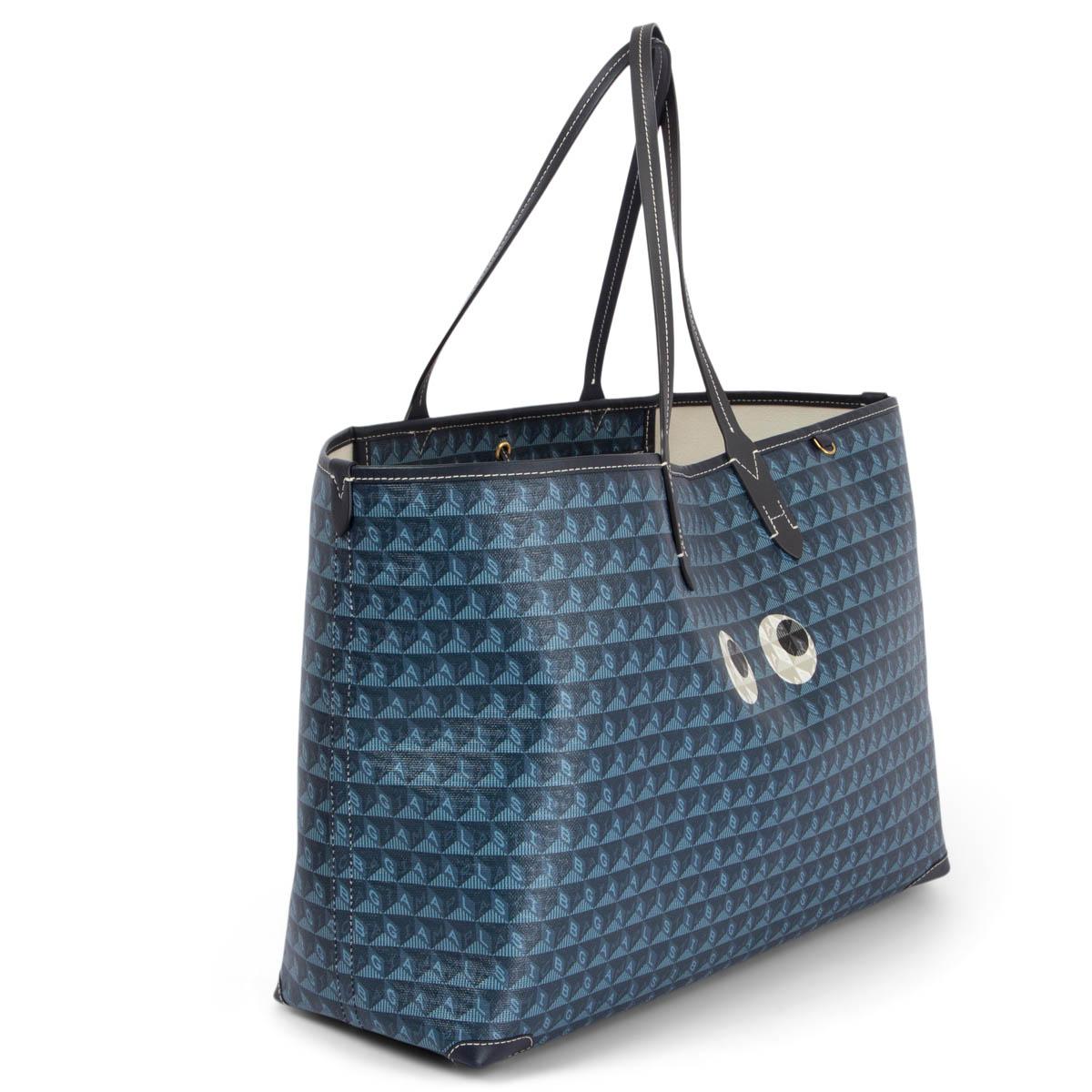 ANYA HINDMARCH blue I M A PLASTIC BAG EYES Shopping Tote Bag