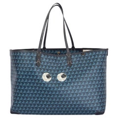 ANYA HINDMARCH blue I'M A PLASTIC BAG EYES Shopping Tote Bag