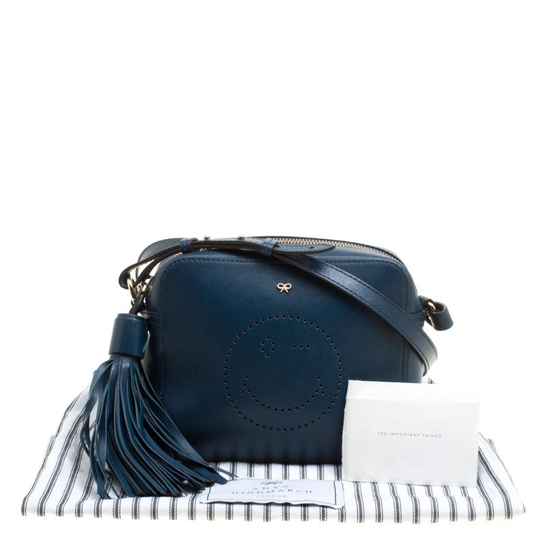 Anya Hindmarch Blue Leather Smiley Crossbody Bag 4