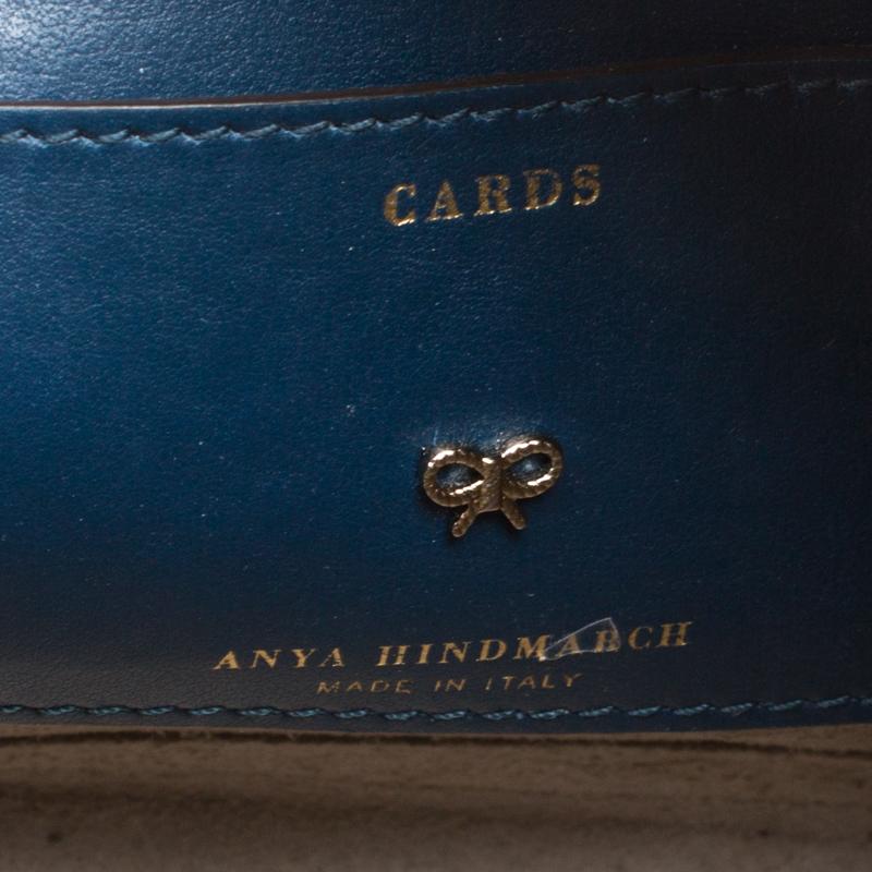 Anya Hindmarch Blue Leather Smiley Crossbody Bag In Good Condition In Dubai, Al Qouz 2