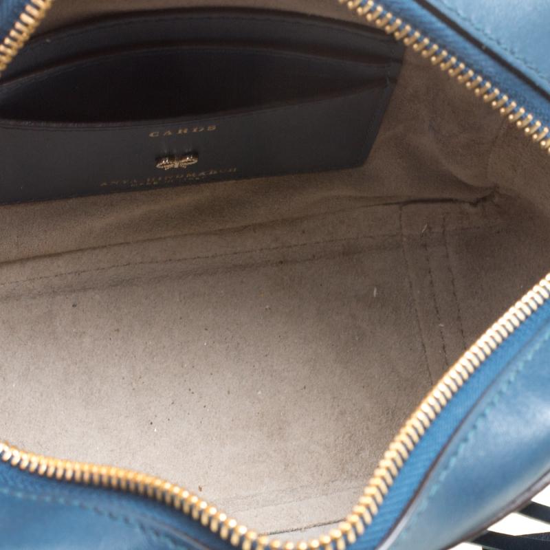Women's Anya Hindmarch Blue Leather Smiley Crossbody Bag