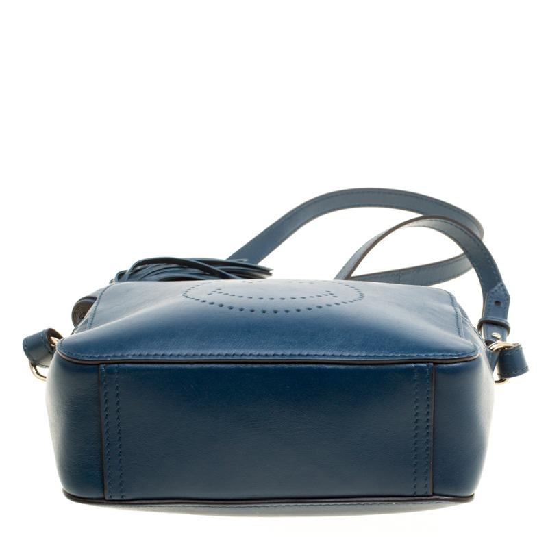 Anya Hindmarch Blue Leather Smiley Crossbody Bag 1