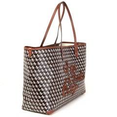 ANYA HINDMARCH brown black canvas I AM A PLASTIC BAG Tote Bag