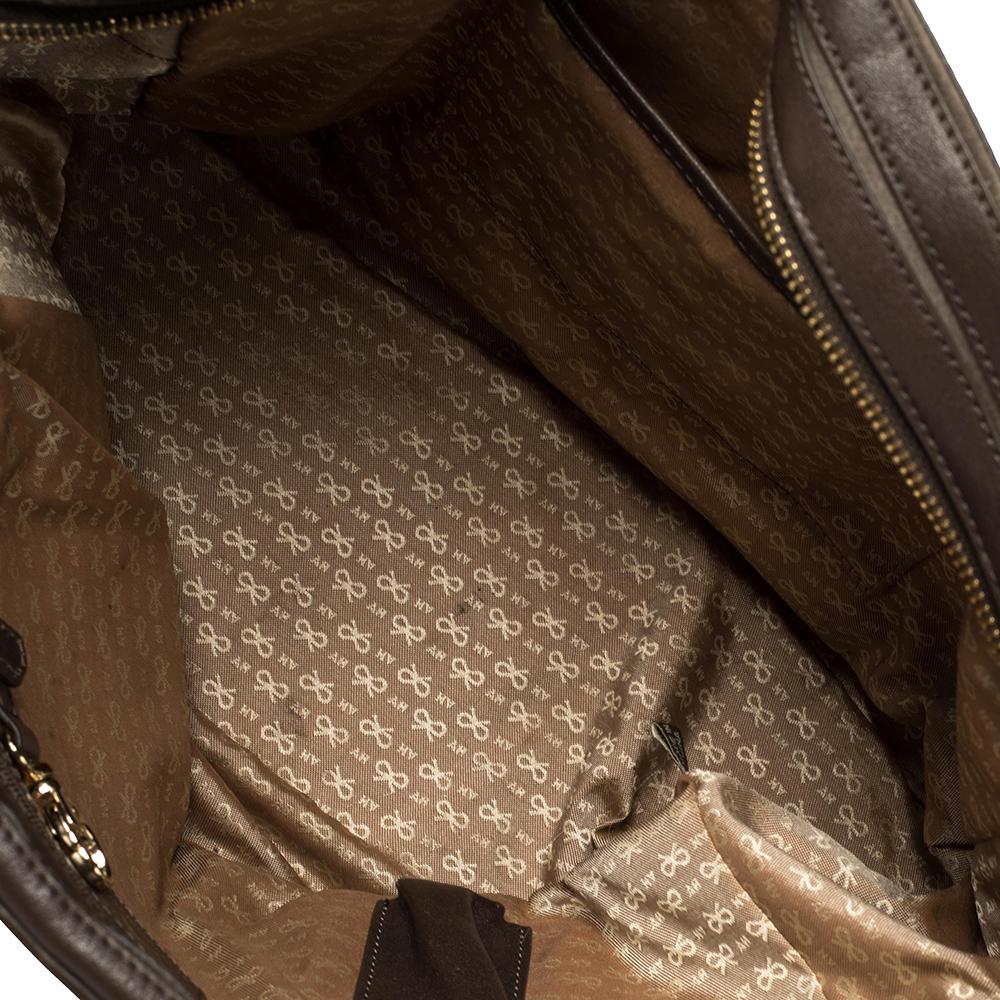 Anya Hindmarch Bowlingtasche aus braunem/grauem Leder und Wildleder im Angebot 5