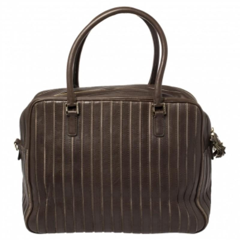 Women's Anya Hindmarch Brown/Grey Leather And Suede Bowling Bag For Sale