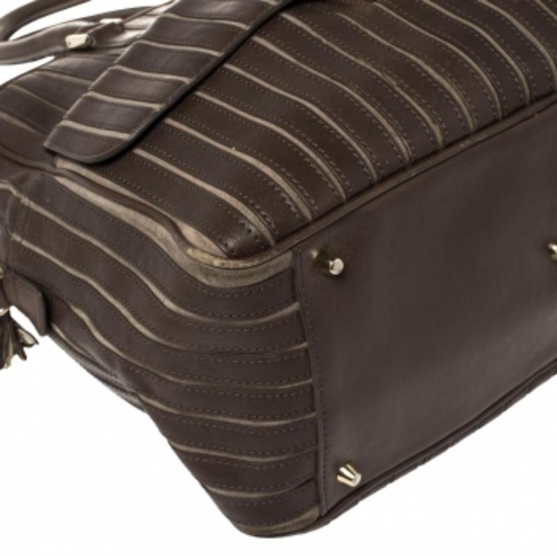 Anya Hindmarch Brown/Grey Leather And Suede Bowling Bag For Sale 3