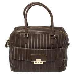 Anya Hindmarch Bowlingtasche aus braunem/grauem Leder und Wildleder