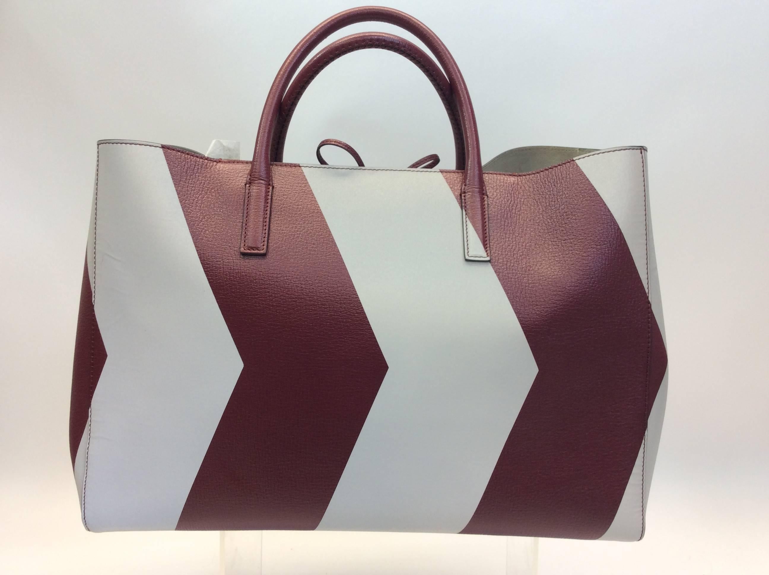 Gray Anya Hindmarch Burgandy and Grey Tote For Sale