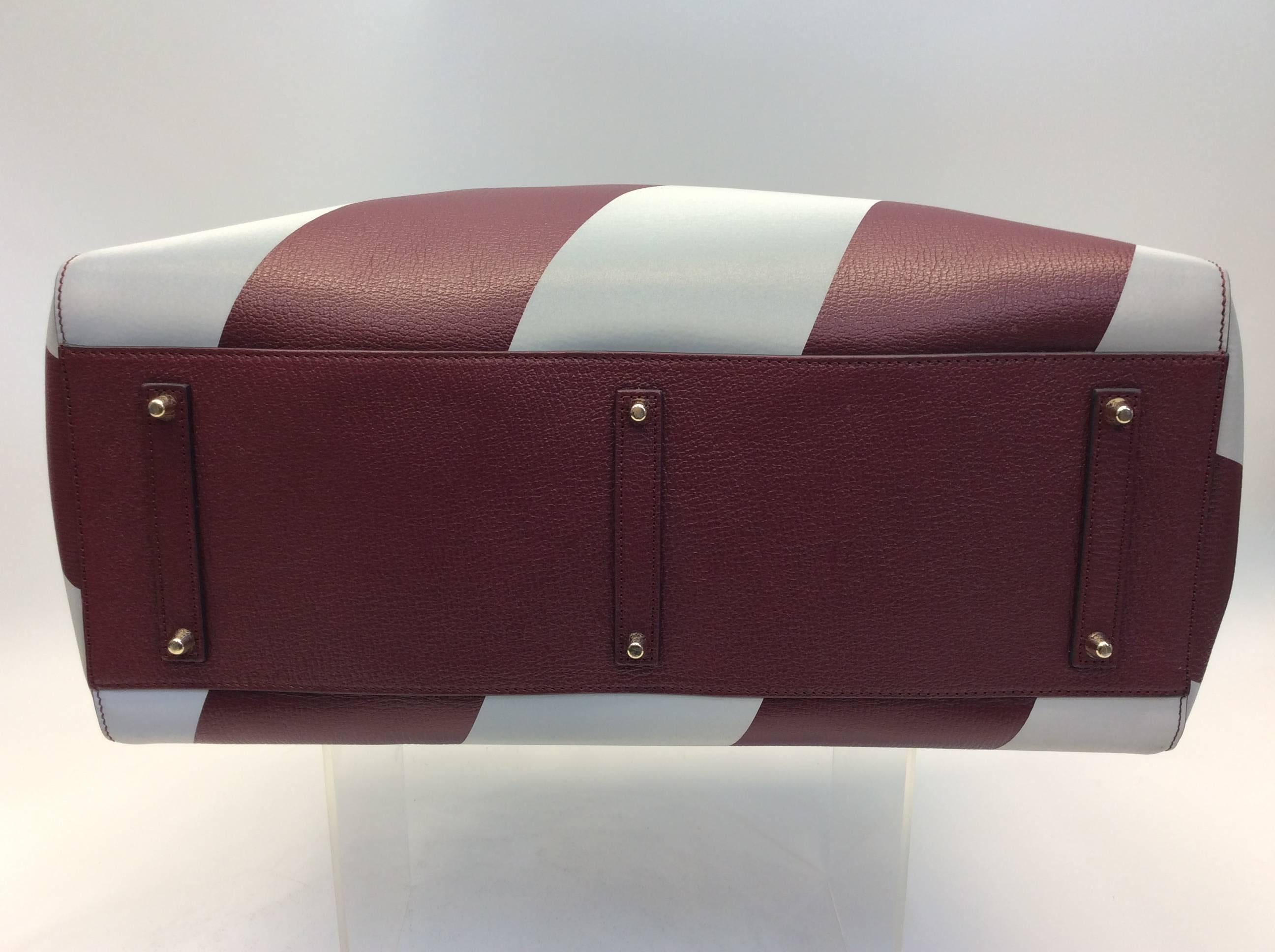 Anya Hindmarch Burgandy and Grey Tote In Excellent Condition For Sale In Narberth, PA