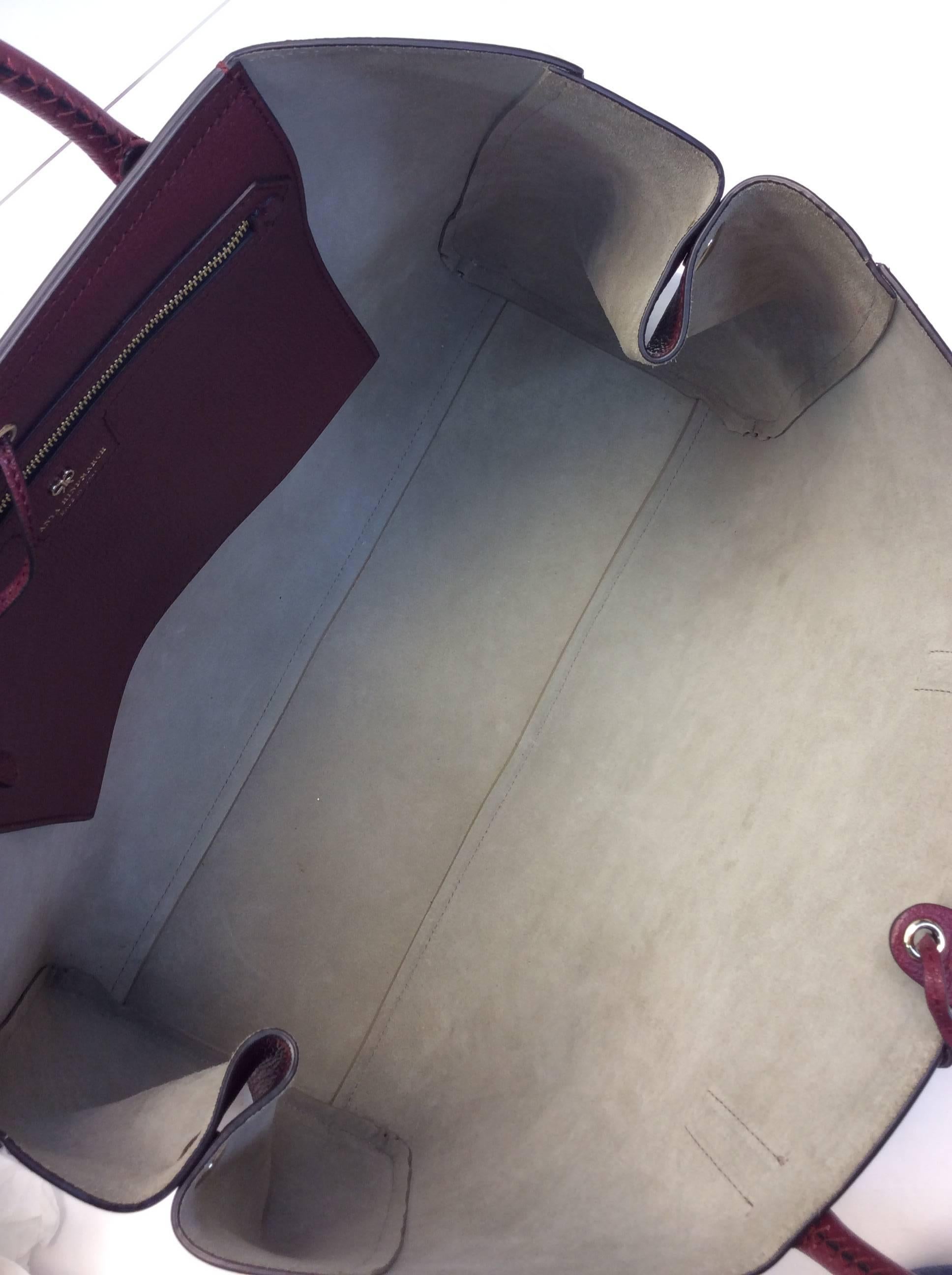Anya Hindmarch Burgandy and Grey Tote For Sale 2